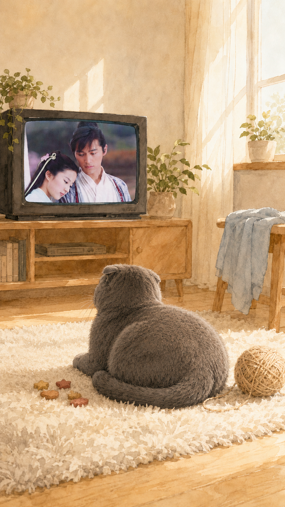 猫咪客厅看电视